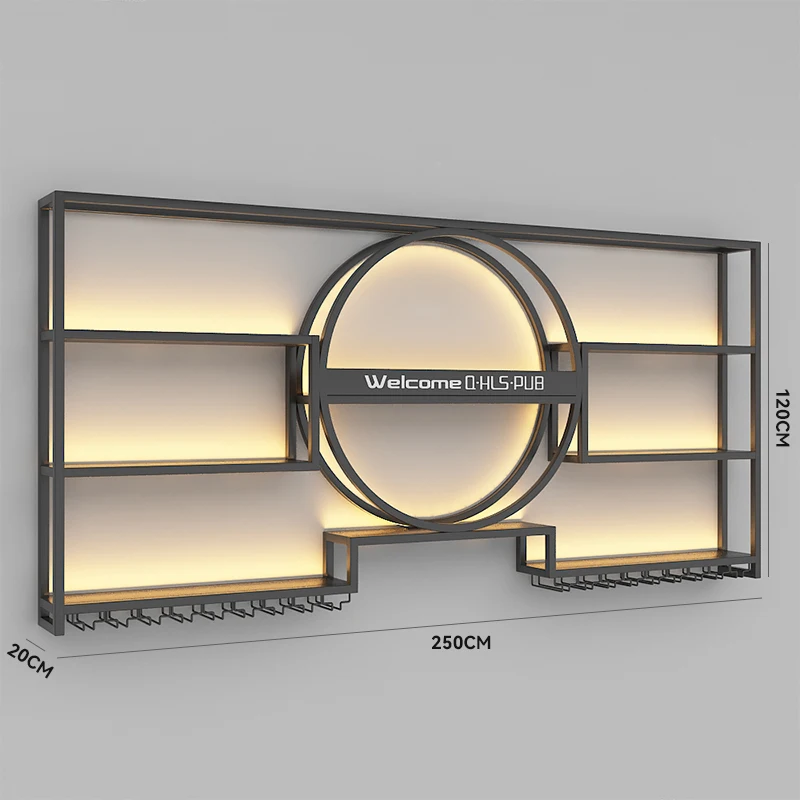 Wall Hanging Wine Rack Bar Bar Wall Rack New Chinese Creative Luminous Wine Cabinet Display Rack