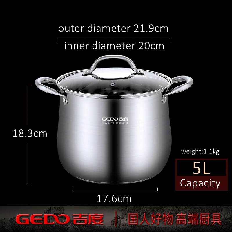 LMM stainless steel saucepan saucepan super thick soup pot integrated molding kitchen cooking pot