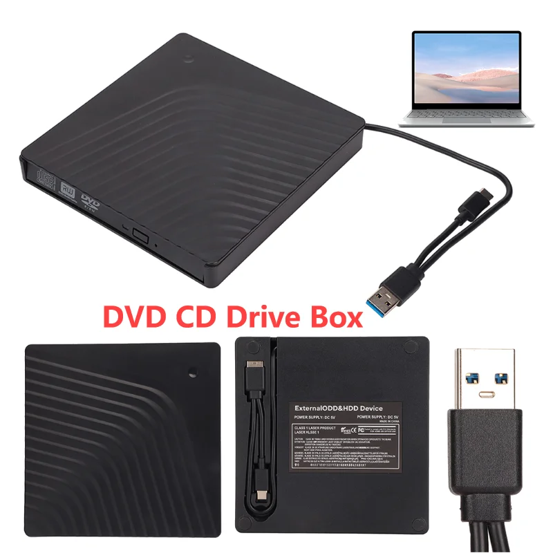 USB3.0 TypeC Optical Disk Drive Box 9.5/12.7mm CD Drive Box External DVD Drive Box Drive External Enclosure Boxes For Laptop PC