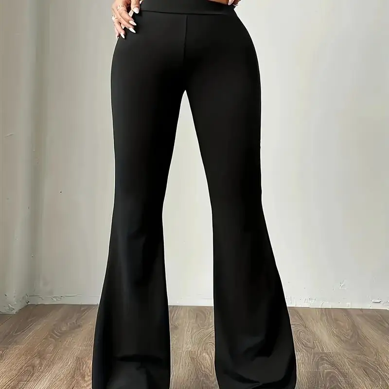 Hoge taille slim fit uitlopende faion broek lange broek voor dames zijden chiffon casual broek lente zomer collectie