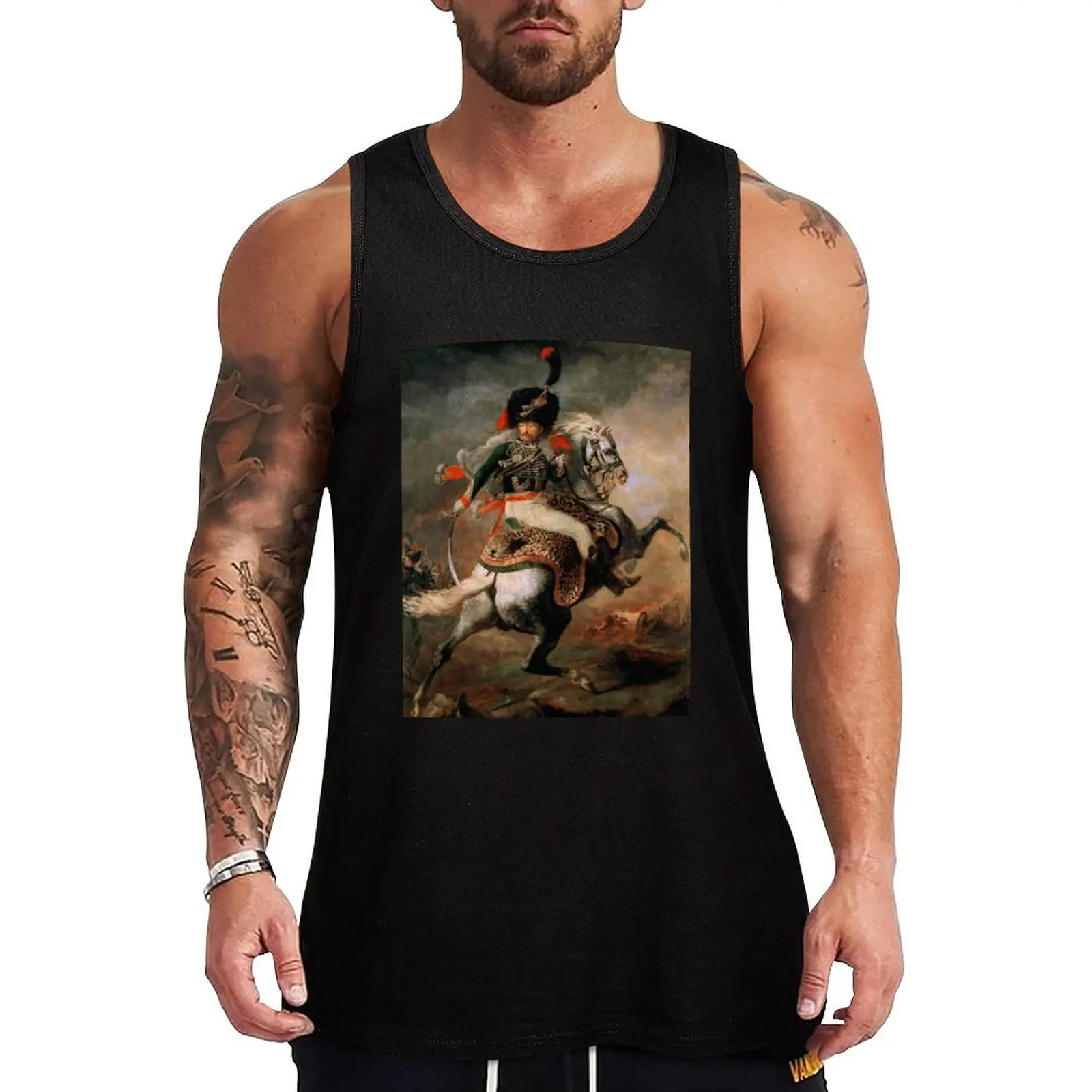 Camiseta sin mangas Théodore Géricault Oficial de los Chasseurs montando a caballo, camiseta sin mangas con protección UV para exteriores, camiseta sin mangas con protección solar