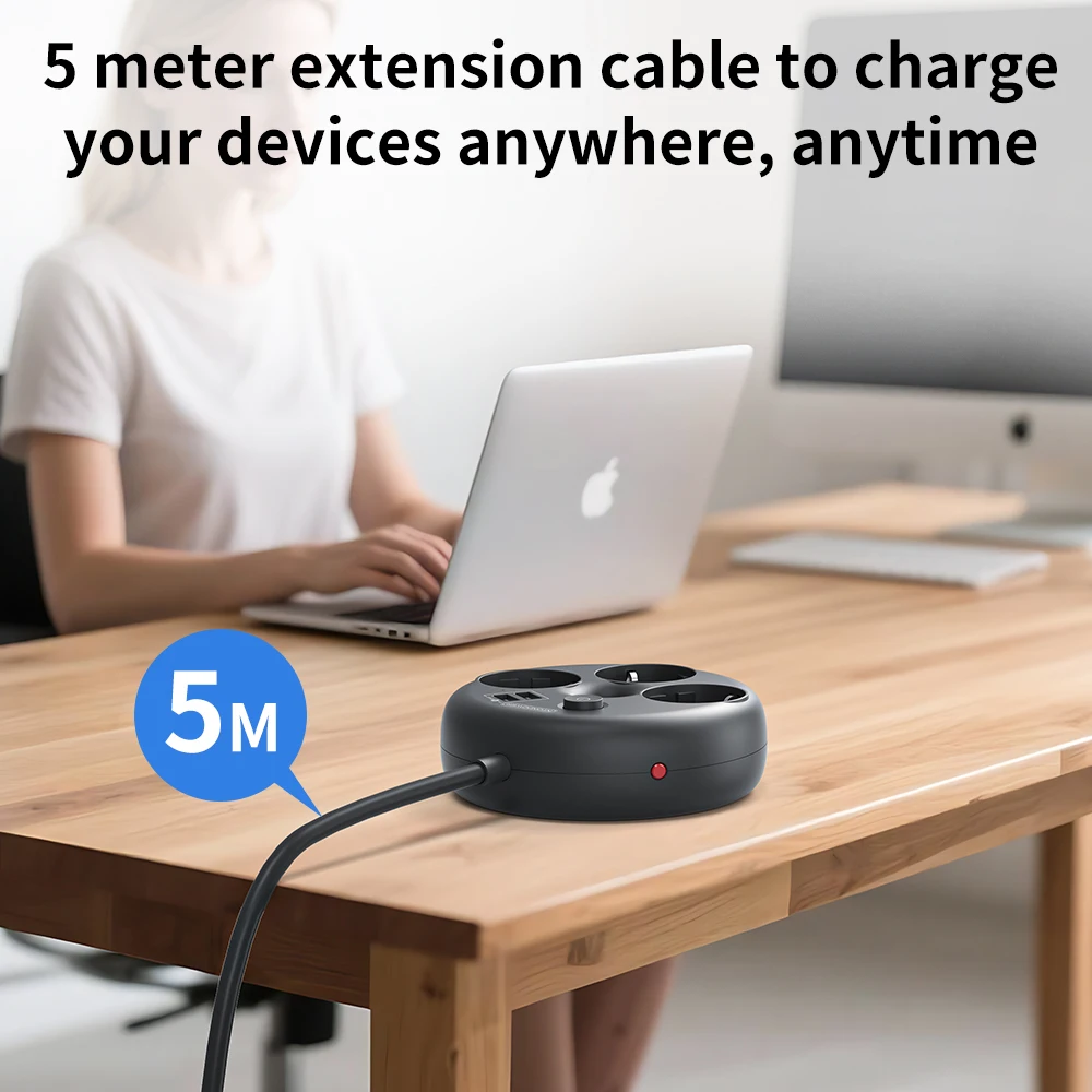 Сетевой удлинитель NTON POWER 3 AC, мультирозетка, удлинитель для умного дома, портативная электрическая розетка для дорожного сетевого фильтра