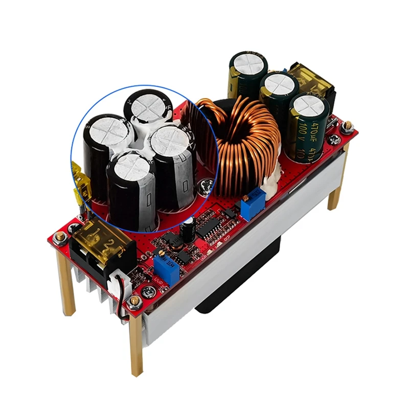 1500W DC-DC Booster Module 30A Adjustable Constant Voltage And Current Electric Vehicle Power Board+Fan 12-48V To 24-72V