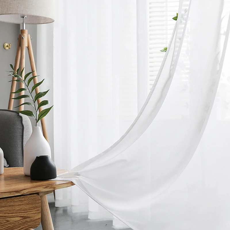 High Quality Feel Smooth and Soft Touch Chiffon Solid White Sheer Curtains for Living Room Bedroom Voiles Window Tulle Curtain