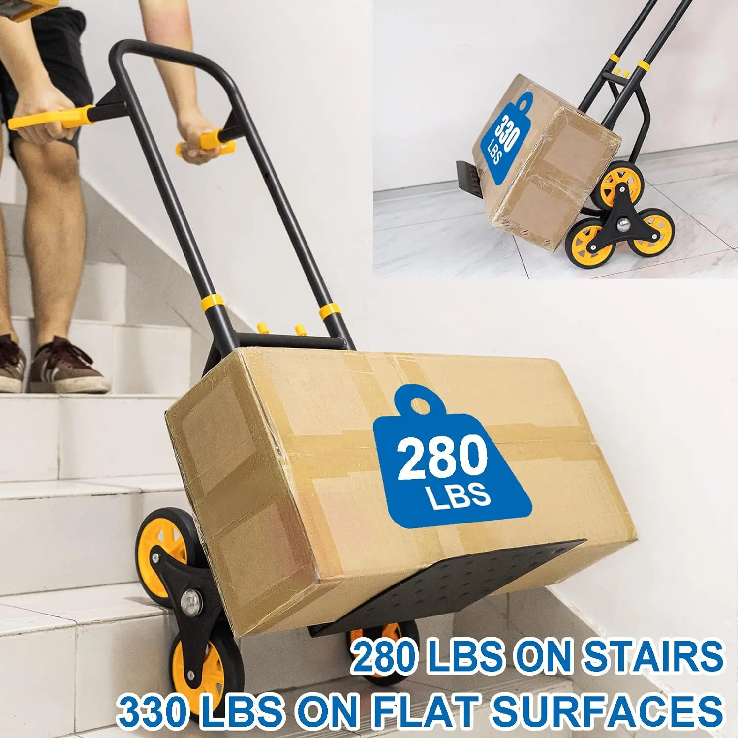 Climber Hand Truck, Heavy-Duty Hand Truck Dolly 330 Lbs Capacity,  Trolley Stair Climber with 12.2" x 11.6" Nose Plate and 6