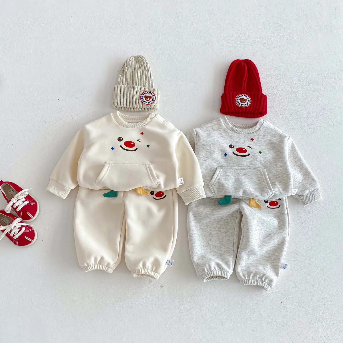 سترات بأكمام طويلة كرتونية لطيفة للغاية للخريف والشتاء للأولاد والبنات مع بنطال ملون بدلة مكونة من قطعتين، للأولاد للربيع والخريف #4