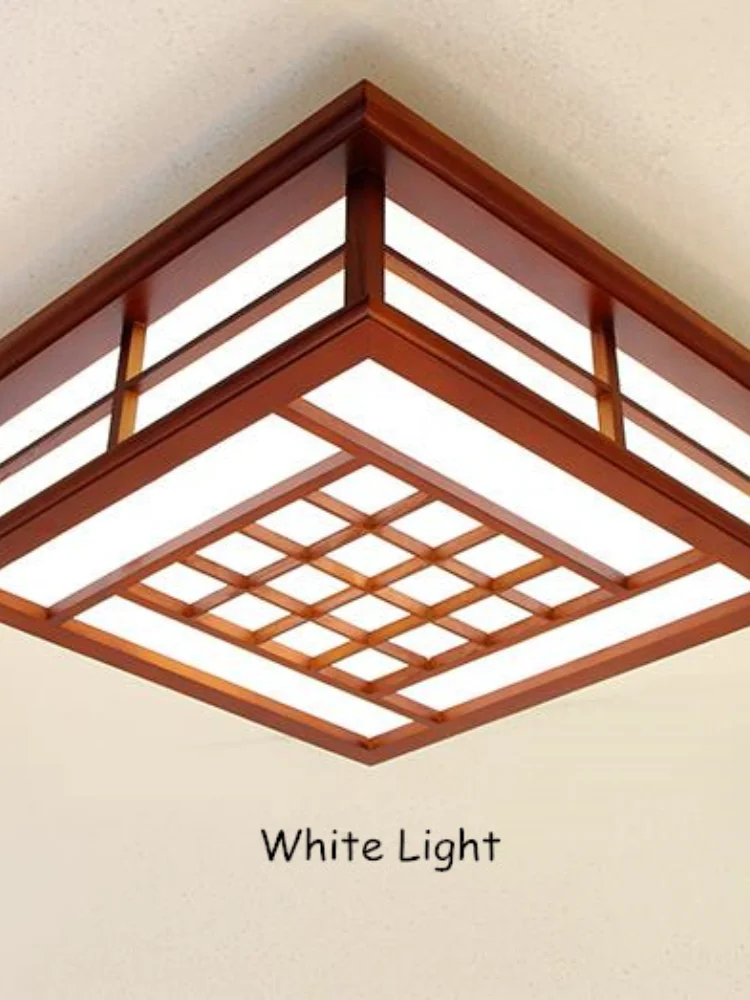 55x55cm Square LED Ceiling lamp Solid Wood In Mahogany Finish Japanese Style Lights & Lighting For Home Living Room Bedroom