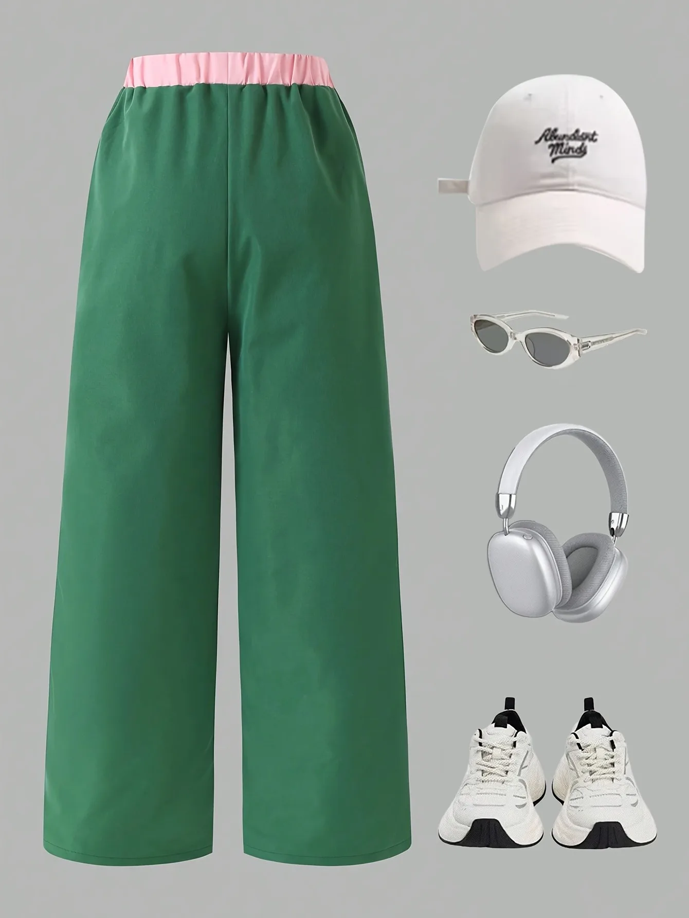 Mädchen-Hose mit Nummer 23, gestreift, weites Bein, Kontrastfarbe, Kordelzug, elastische Taille, Streetwear, Hip-Hop, lässig, Sport, locker, P – Detail 2