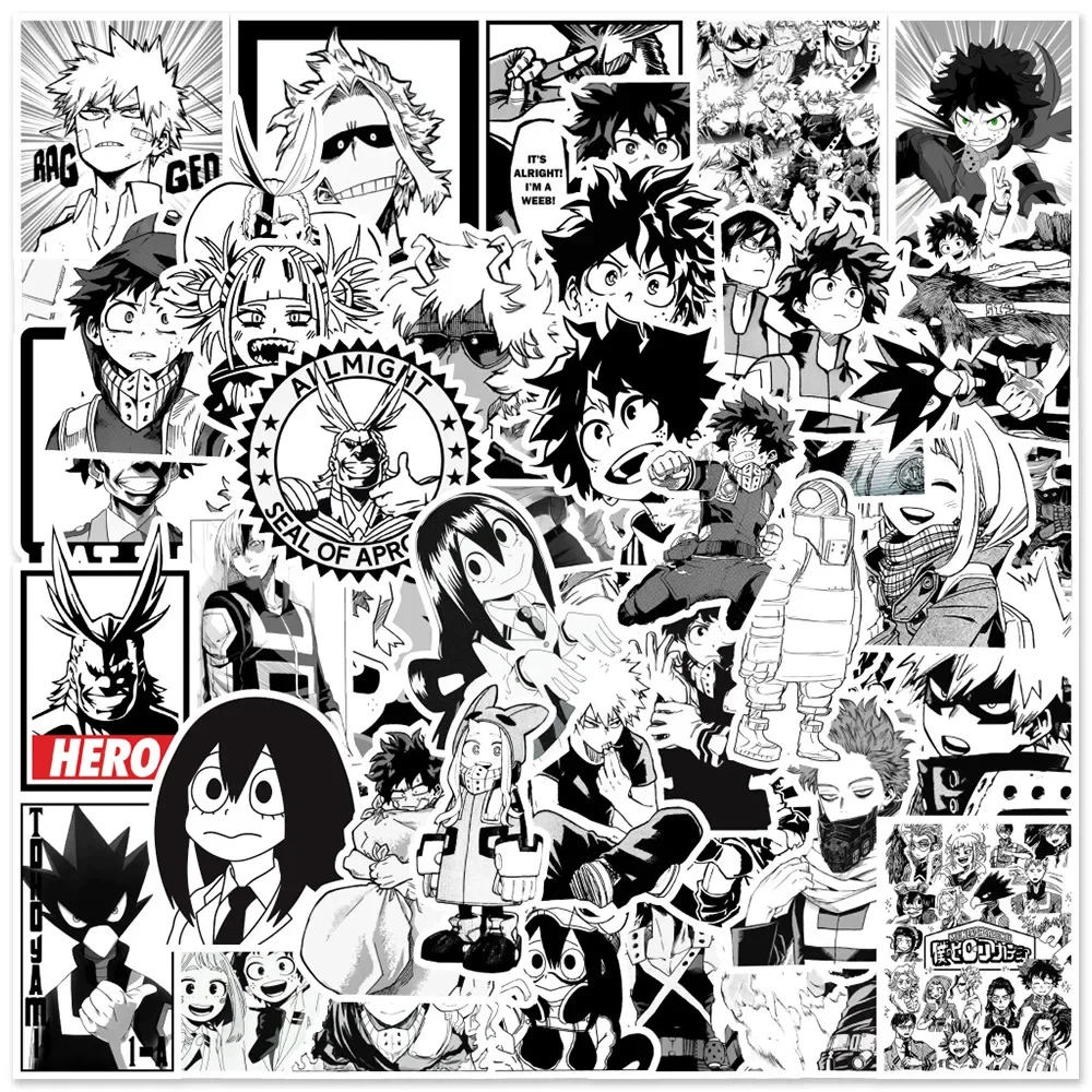 10/50Pcs Japan Anime My Hero School Graffiti Waterproof Stickers Creative Trendy Fridge Guitar Mug Skateboard Midoriya Izuku Toy