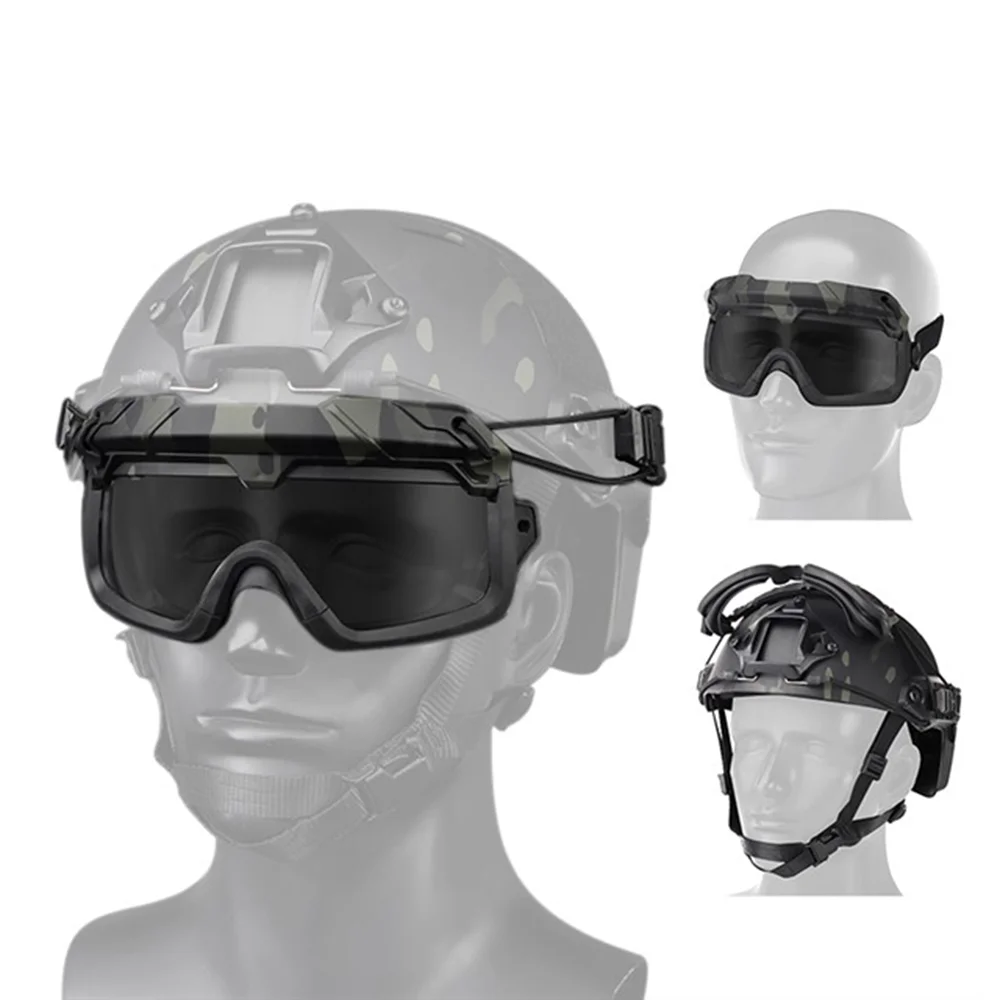 Tactical Airsoft Multidimensional Goggles Windproof Anti Fog Military Eye Protection Cs Wargame Cycling 2 Modes For Fast Helmet