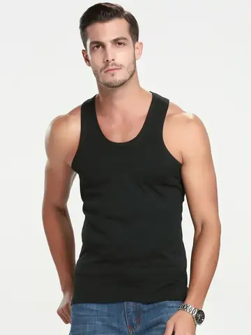 1/3/5 Piece Men's Cotton Sports Skinny Vest Teenagers Leisure Joker Sleeveless T Men's Fitness Training Simple Top