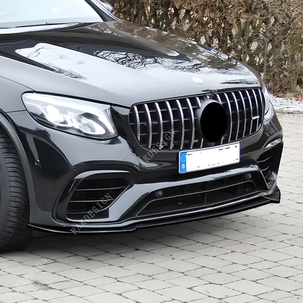 Front Bumper Spoiler Lip Splitter for Mercedes-Benz GLC63 X253 Pre-facelift 2016 2017 2018 2019 ABS Body Kit Accessories Tuning