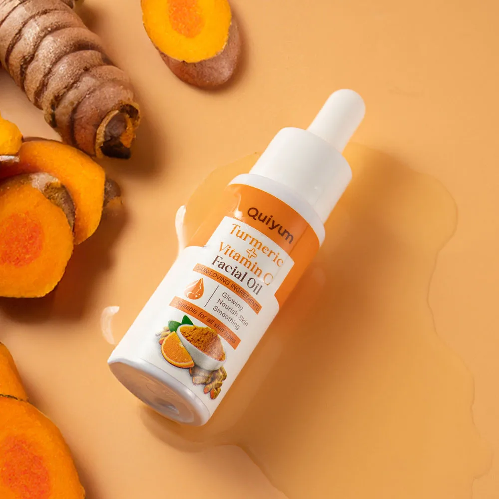 QUIYUM 30ml Turmeric Vitamin C Facial Oil, Moisturizing Hydrating Face Oil, Non-greasy Fast Absorbing Brightening Essence