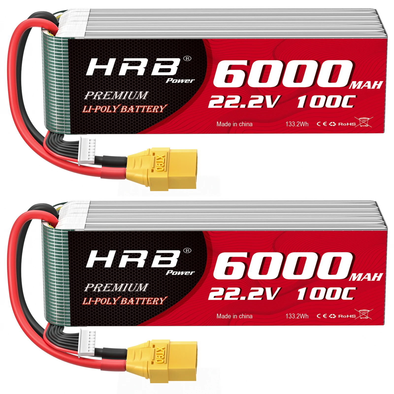 Batterie Lipo HRB 3S 4S 6S 6000mah 6200mah 11.1V 14.8V 22.2V 100C XT60 XT90 pour quadricoptère RC, hélicoptère, bateau, voiture, avion