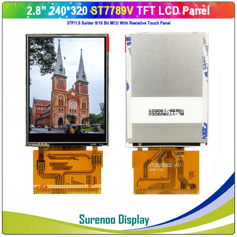 Imagem -05 - Polegadas 240*320 37p 1.0 16 Bit Paralelo Mcu Tft Lcd Módulo Display Tela Lcm Ili9341 w Painel de Toque Resistive 2.8