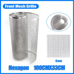 100cmx33cm Aluminum Grille Mesh Grill Cover Car Bumper Fender Hood Vent Net Grid Ventilation 6mm Hole Hexagon Silver Not Painted
