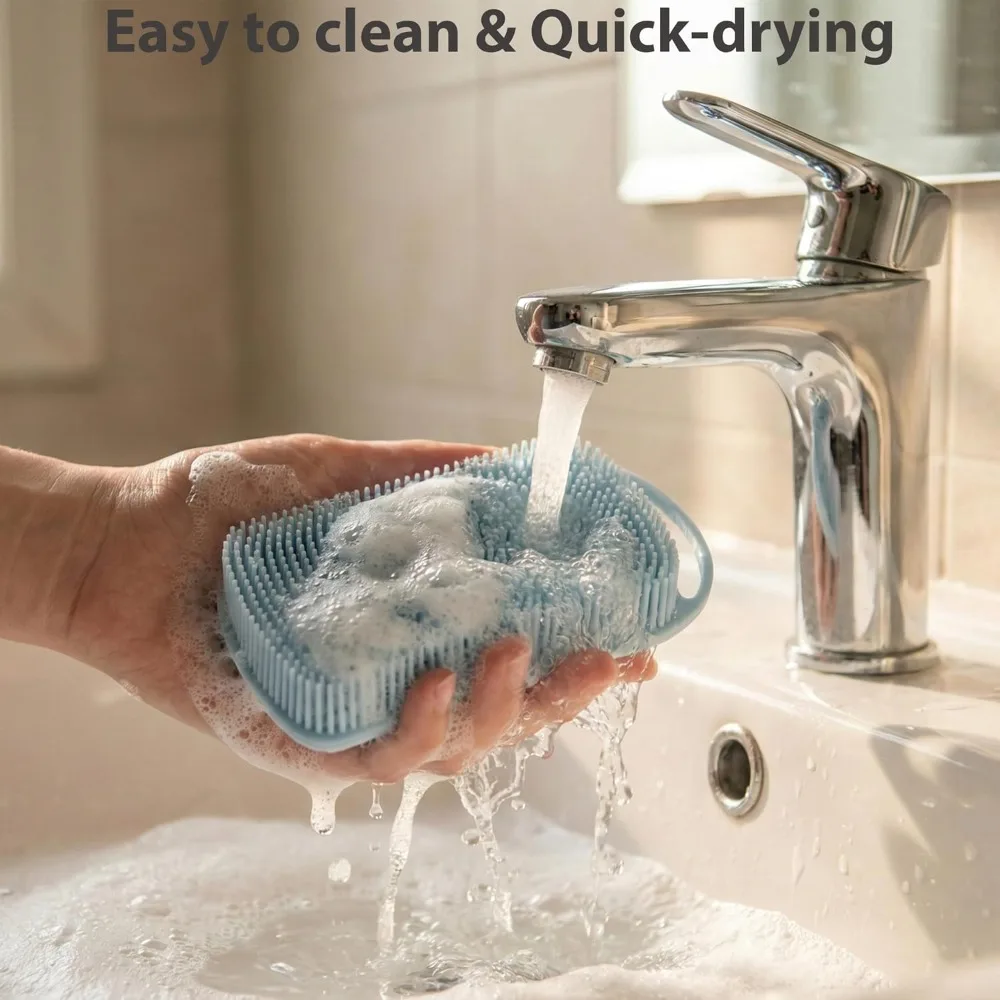 Silicone Body Scrubber,2 in 1 Exfoliating Shower Bath Scrubber,Soft Silicone Loofah Sensitive Skin,Shower Hair Scalp Massager