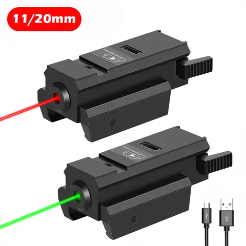 Rechargeable Red Green Dot Laser Sight with 20mm/11mm Picatinny Rail for Glock Pistol Handgun Airsoft Aiming Hunting Gun Laser