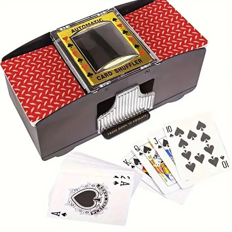 

Automatic Poker Card Shuffler Board Games Battery Operated Playing Cards for Shuffle 2 Deck Automatic Hand Crank Home Card Games