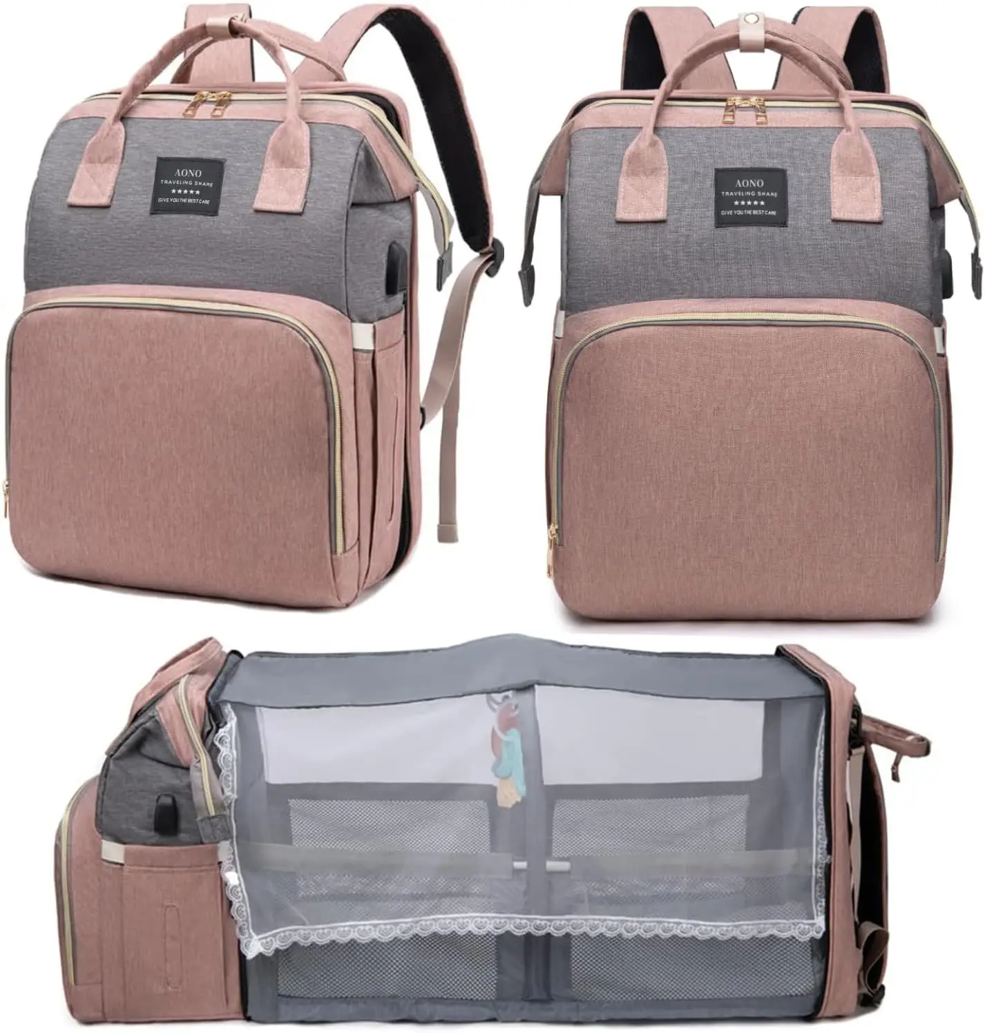 Nueva Mochila Pañalera con Cambiador: Bolsas de Bebé Rosas para Niñas y Niños, Regalos para Madres Primerizas, Pañaleras para Bebé Recién Nacido