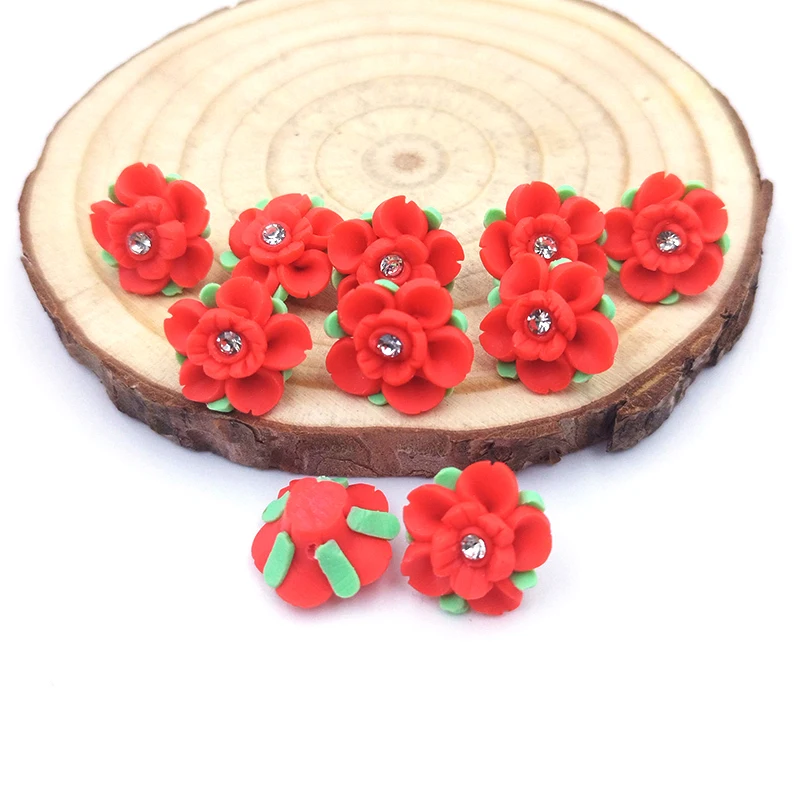 

16MM Polymer Clay Words With Diamonds Delicate Flowers DIY Jewelry Make Necklace Bracelet Phone Case Decorative Accessories