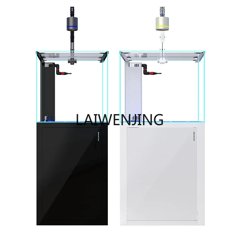

LYN household living room water-free square aquatic tank ultra-white glass bottom filter