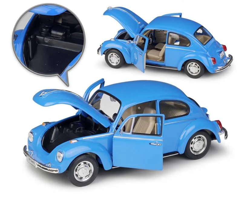 WELLY Diecast 1:24 Car Volkswagen Beetle Type 1 Classic Car Metal Alloy VW Model Car Toy Car For Kids Gift Decoration Collection