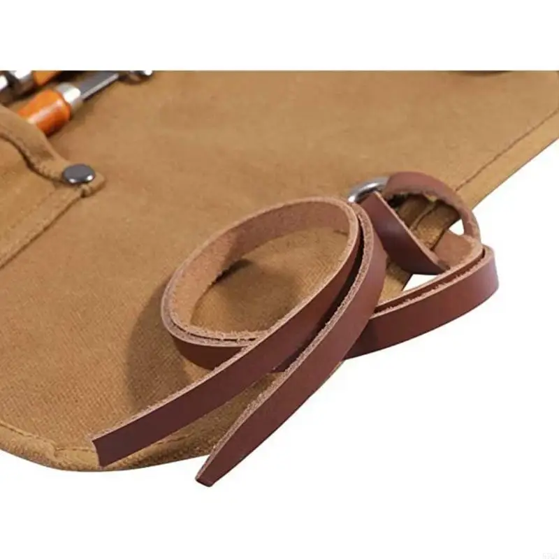 57QF Waxed Canvas Tool Cờ lê cuộn động mang theo Túi lưu trữ công cụ chế biến gỗ Túi cổ điển Túi thủ công
