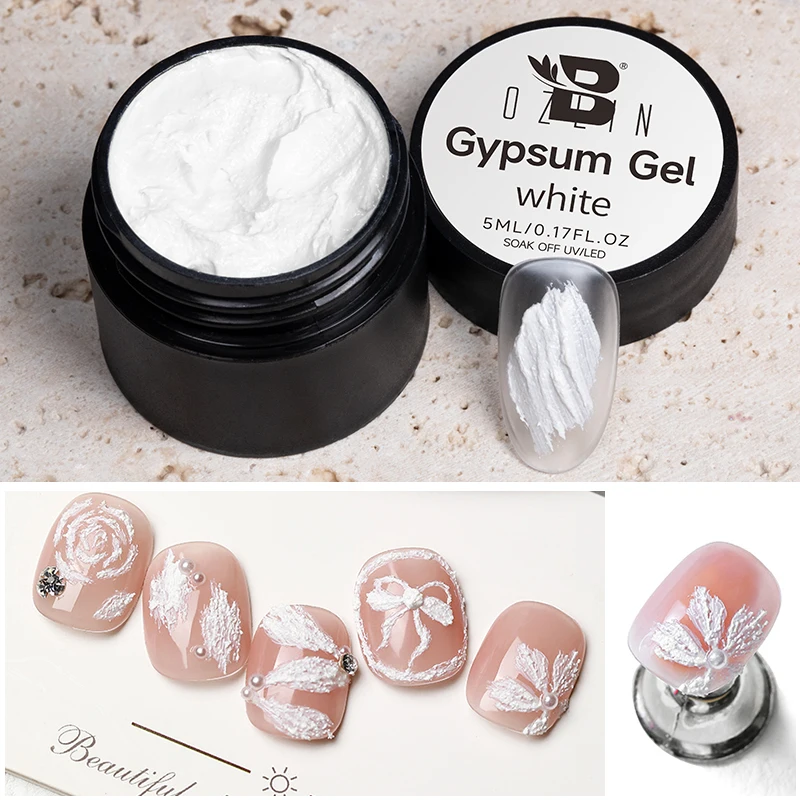 

BOZLIN 5ml Gypsum Nail Gel Polish 3D Plaster Effect Carving Drawing Creative Design Sand Nail UV Gel Varnish Manicure Decoration