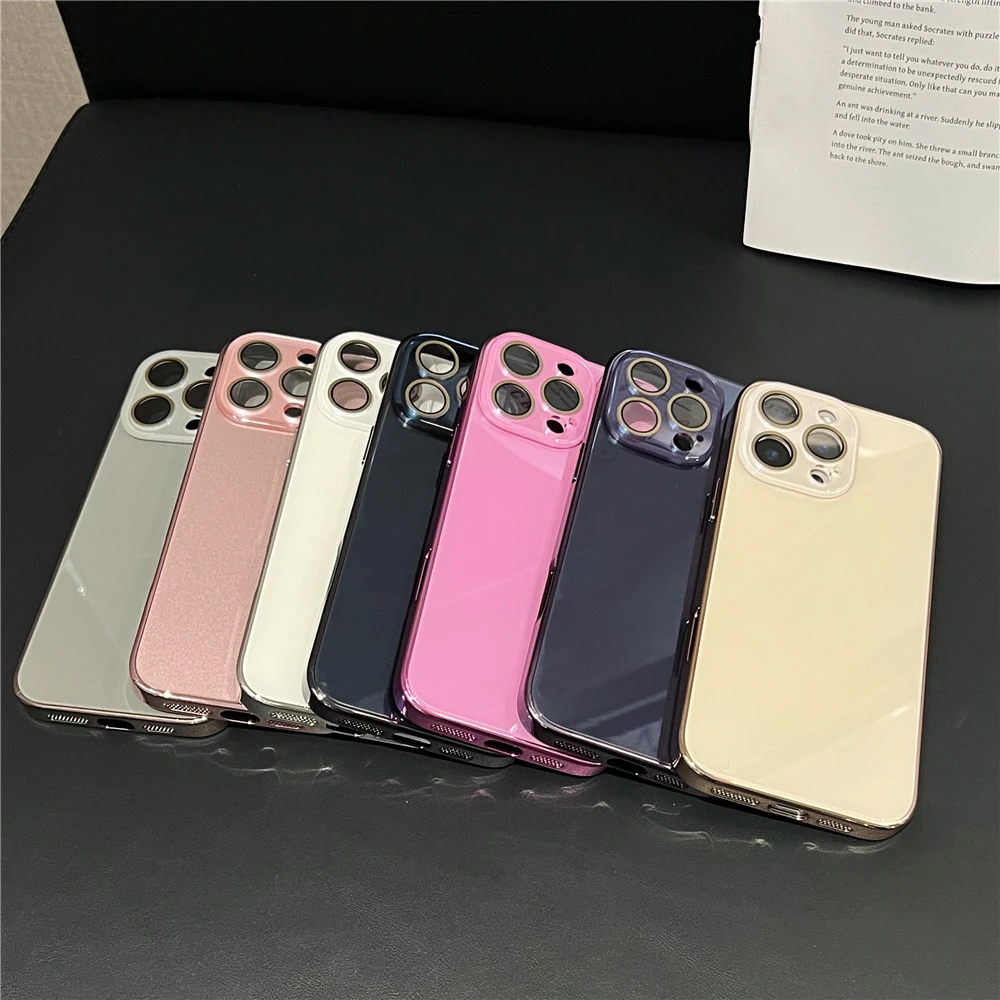 Luxuriöse, glänzende Handyhülle aus Glas für iPhone 18, 17, 15, 16 Pro Max, 14, 13, 12, 11 mit Kameraschutz, stoßfestem Rahmen und harter Schutzhülle. – Detail 3