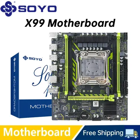 SOYO X99 Gaming Motherboard USB3.0 M.2 Nvme Sata 3 Dual Channel DDR4 Memory PCIEx16 LGA2011 for Desktop Computer Combo