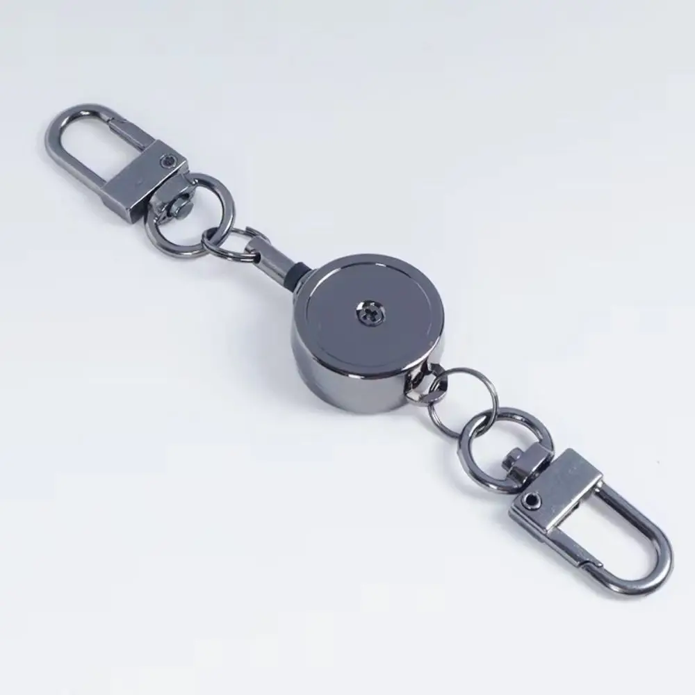 New Metal Easy-to-pull Buckle Rope Anti-theft Elastic Metal Badge Holder Retractable Retractable Key Ring Business