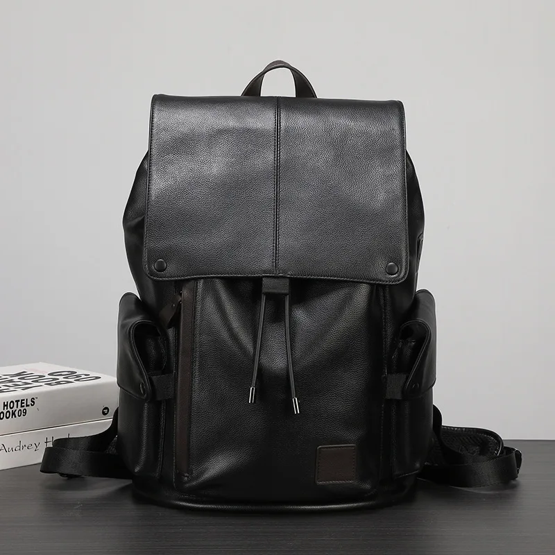 

2026 Новый кожаный мужской повседневный многоцелевой рюкзак большой вместимости, модная дорожная двойная сумка