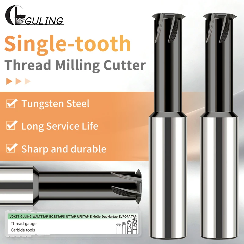1PCS Solid Carbide Single Tooth Thread Milling Cutter CNC Metric Thread Mill Bit M1 M2 M3 M4 M5 M6 M8 M10 for CNC Machine