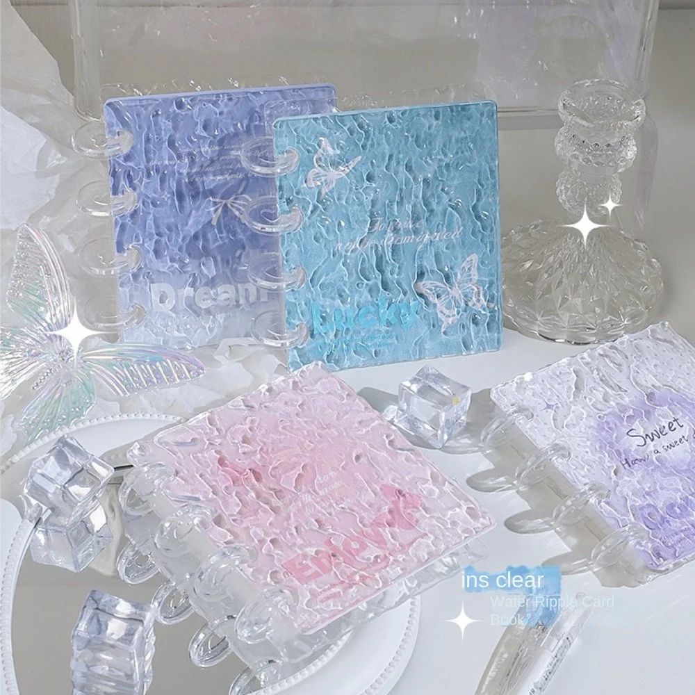 INS Water Ripple Bow Card Album PP Mini Photocard Binder with 20 Internal Pages 3 Inch Collectible Card Album Unisex