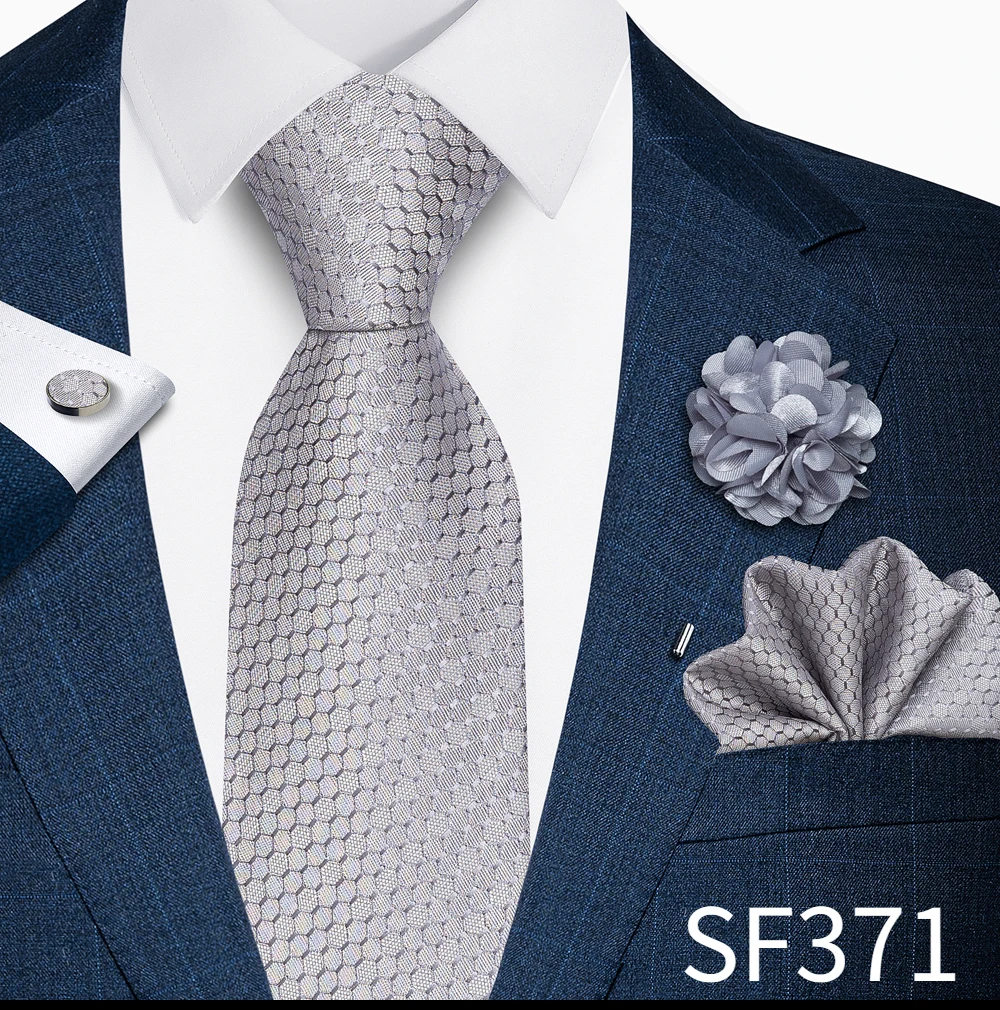 Großhandel Mode 8 cm Krawatte Taschentuch Manschettenknopf Pin Set Männer Krawatte Lila Paisley Anzug Zubehör Fit Hochzeit Geburtstag Geschenk – Detail 30