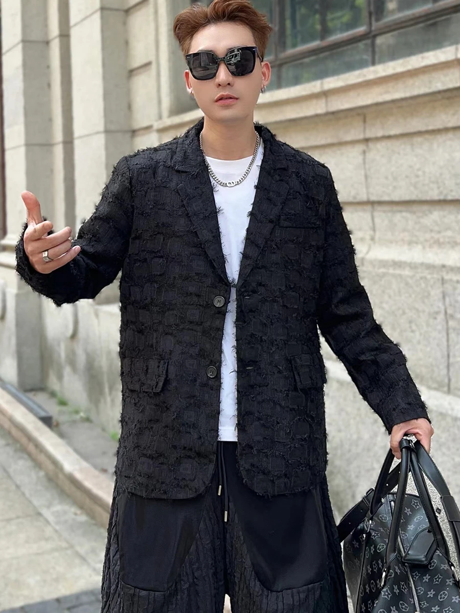

k Loose Long Sve Men's Casual Suit Jaet Spring 2025 Trendy Design Versatile Youth ular Straight Hem ains Pattern