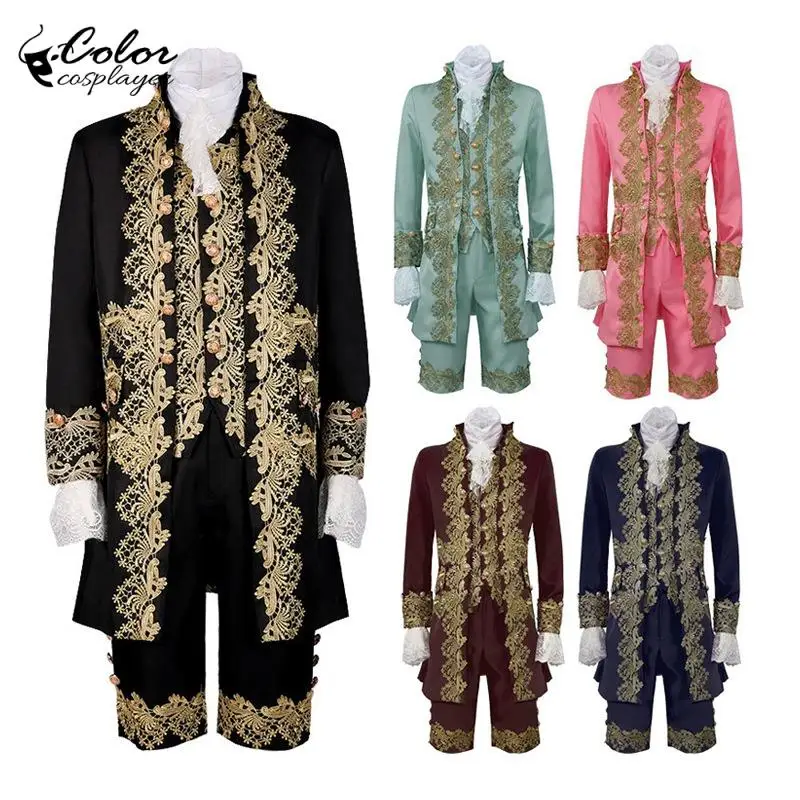 

Color Cosplayer Vintage Gentleman Three-Piece Suit Medieval Cosplay Costume Men Tailcoat Carnival Party European Clothing