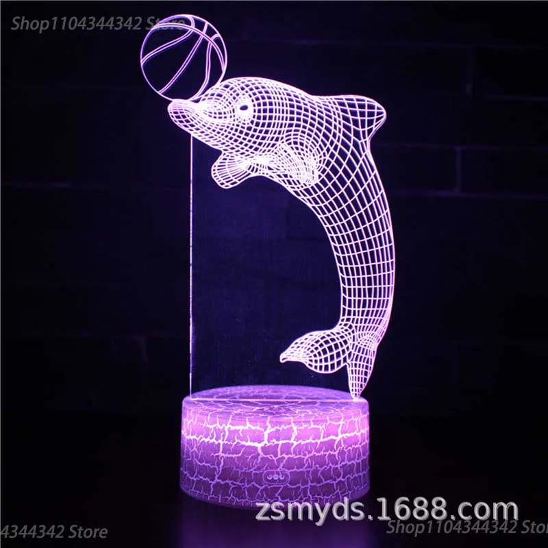 3D acrylic cute dolphin night light display living room bedroom creative parent-child gift decoration light USB atmosphere light