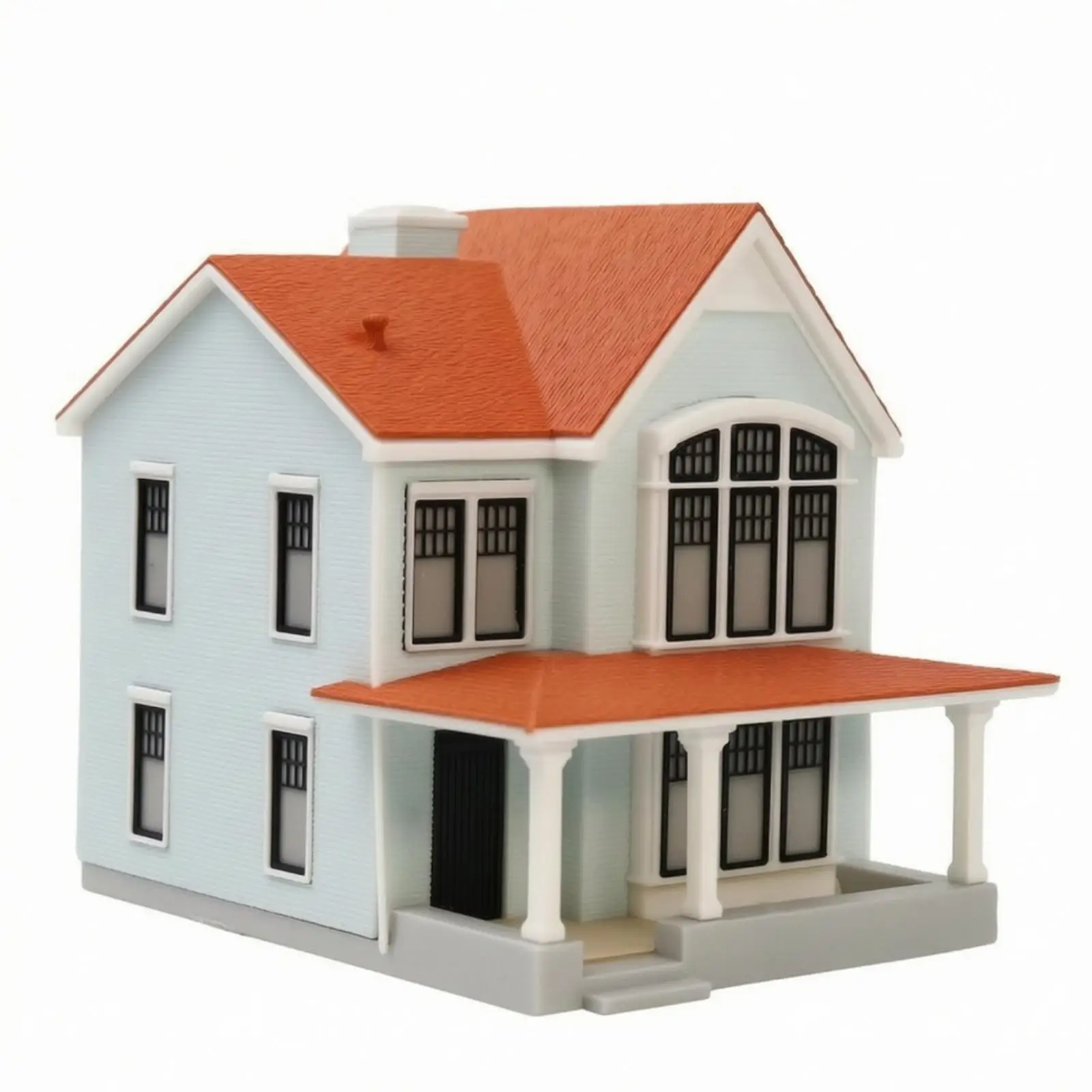 Miniature Two Story Brick Architecture Model with Elegant Arch Window for Model Village and Photography Props