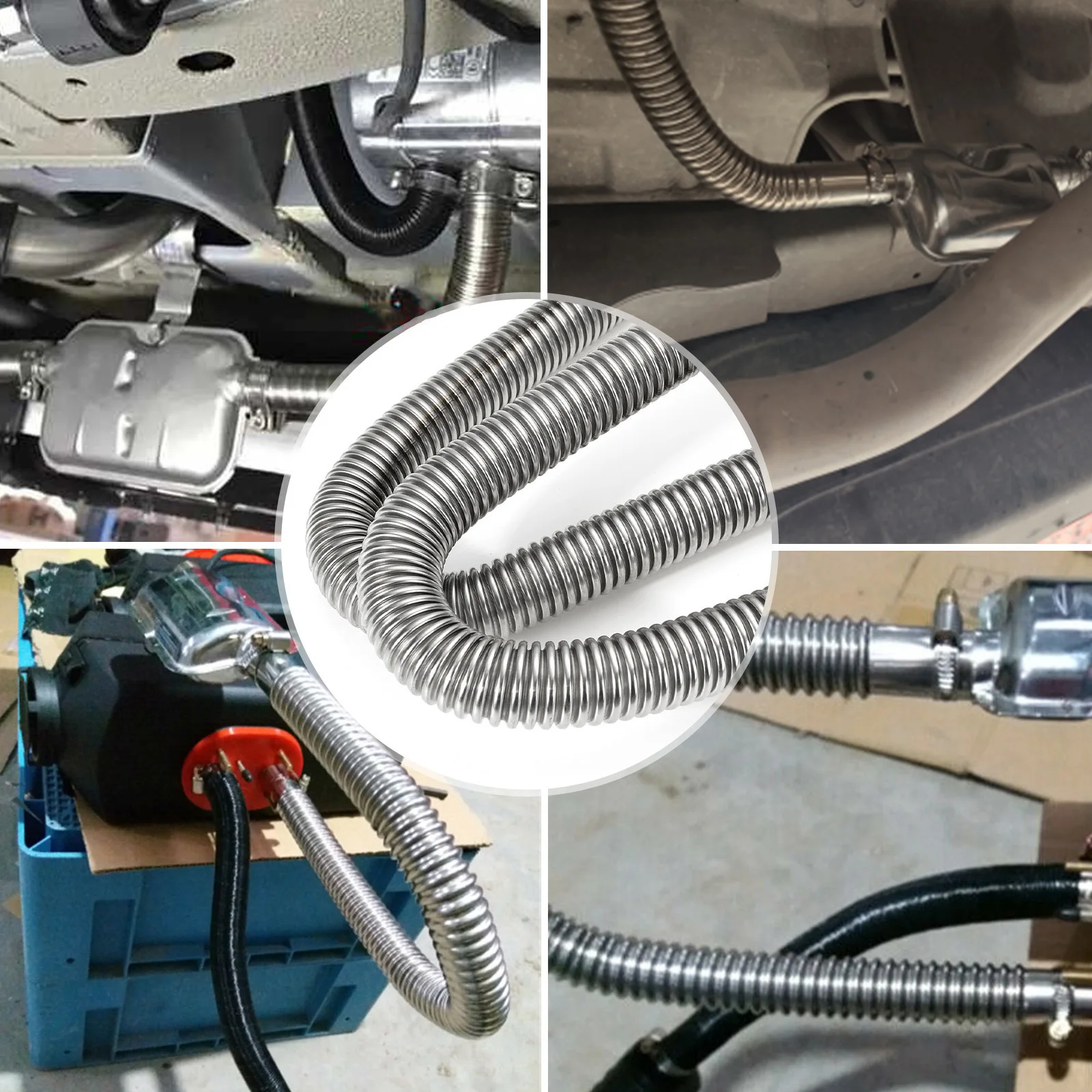 الفولاذ المقاوم للصدأ سيارة مُسخّن هواء العادم الأنابيب مع 2 المشابك خزان الوقود أنبوب خرطوم مساعد لنظام التدفئة الديزل