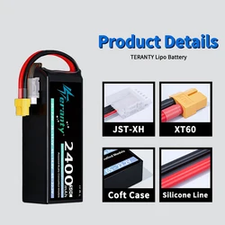 Teranty Batería Lipo 4S 14,8V 2400mAh 50C XT60 Drone Coche Barco
