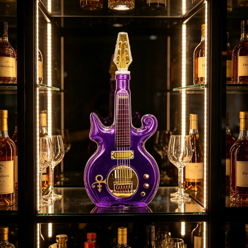 Prince Style Purple Guitar Decanter Glass Liquor Bottle For Tennessee Whiskey Brandy Wine Decanter Home Bar Decorative Ornament