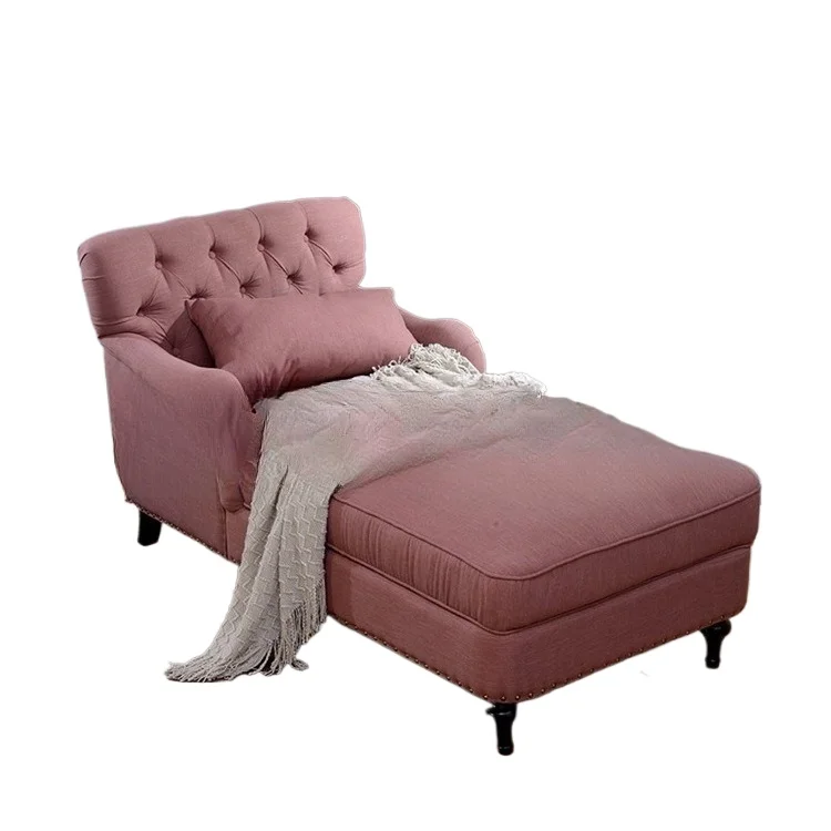 

American concubine chair furniture simple modern fabric pull button concubine couch balcony living room leisure beauty couch