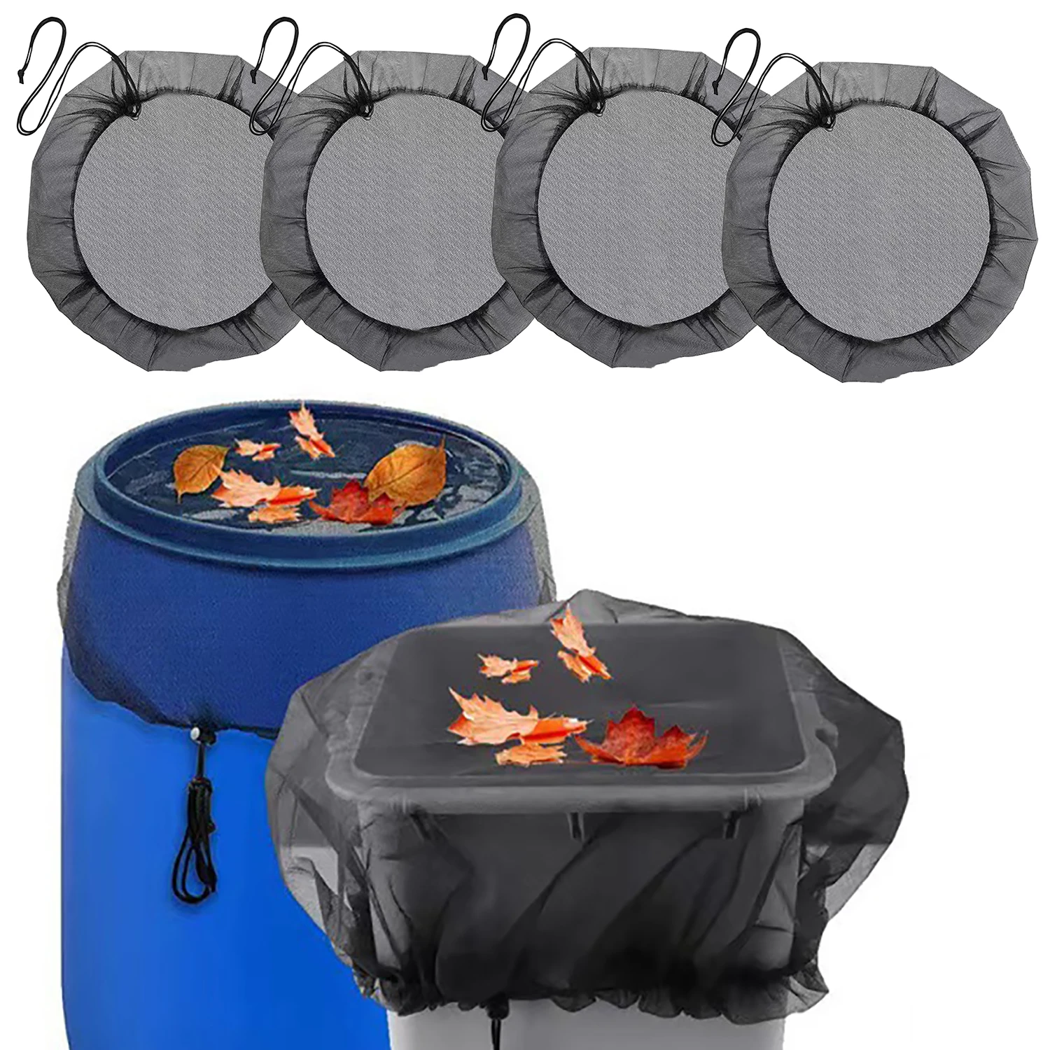 

Mesh Cover For Rain Barrel Rain Collection Bucket Netting Lid Outdoor Waterpot Anti-leaf & Insect Filter Screen Cover 50~120cm