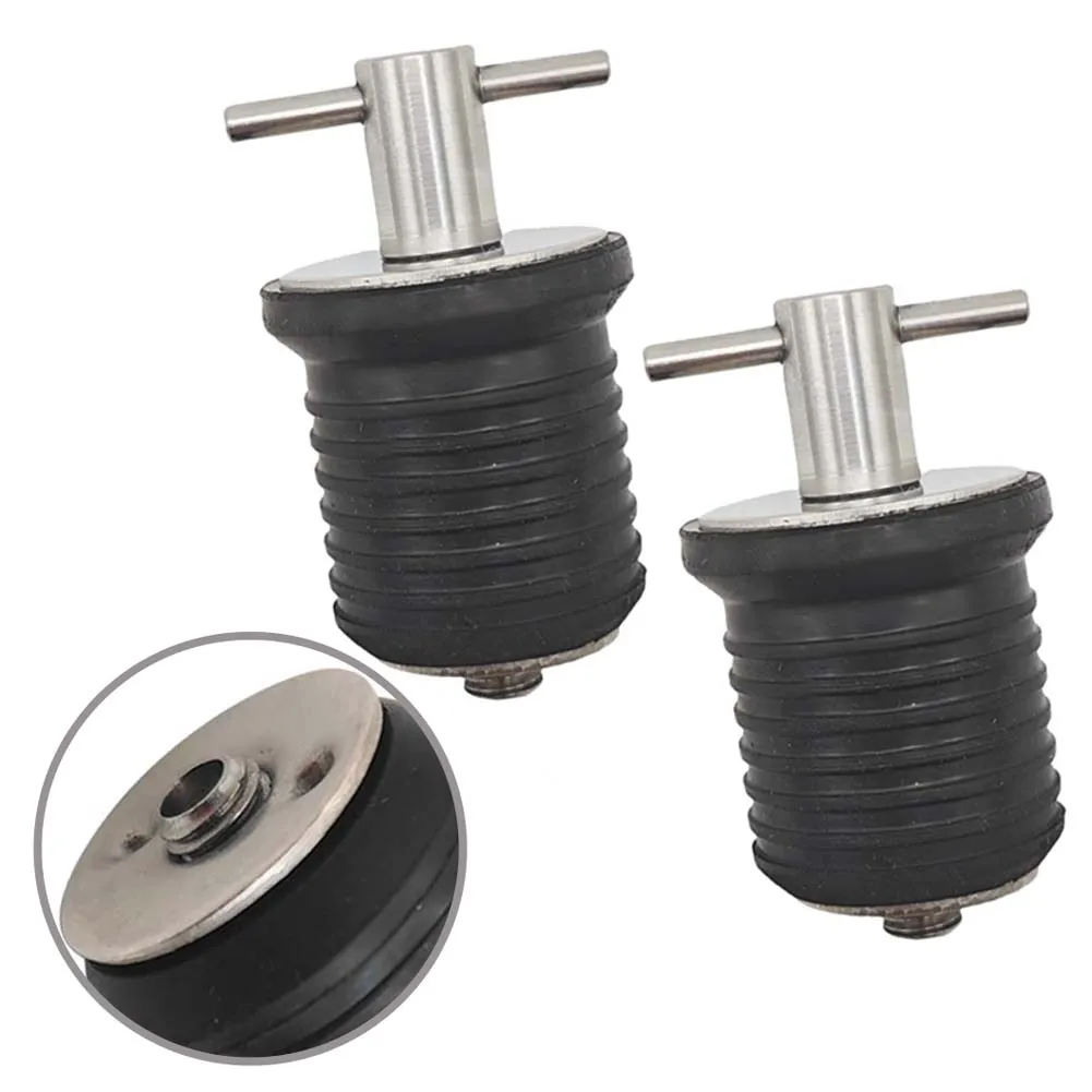 Black Marine Drain Stopper T-shaped Handle Water Blocking Solution Bait Pool Drain Stopper Bilge Tank Accessory