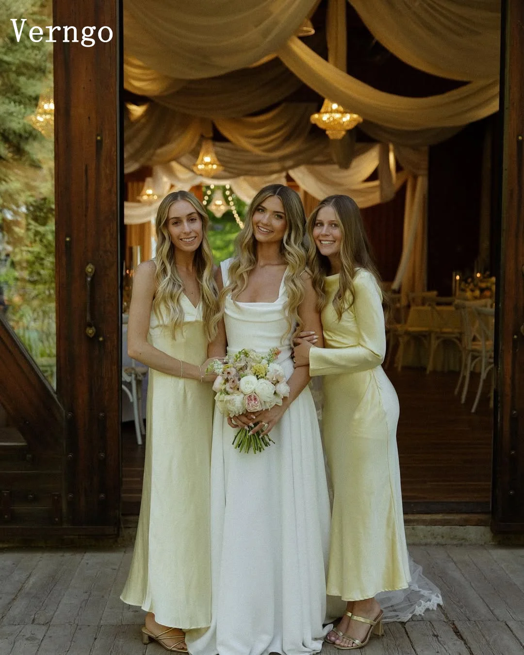 Verngo-vestido de novia de crepé marfil, tirantes finos, línea A, vestidos de novia elegantes para mujer, vestidos de novia con tren personalizado