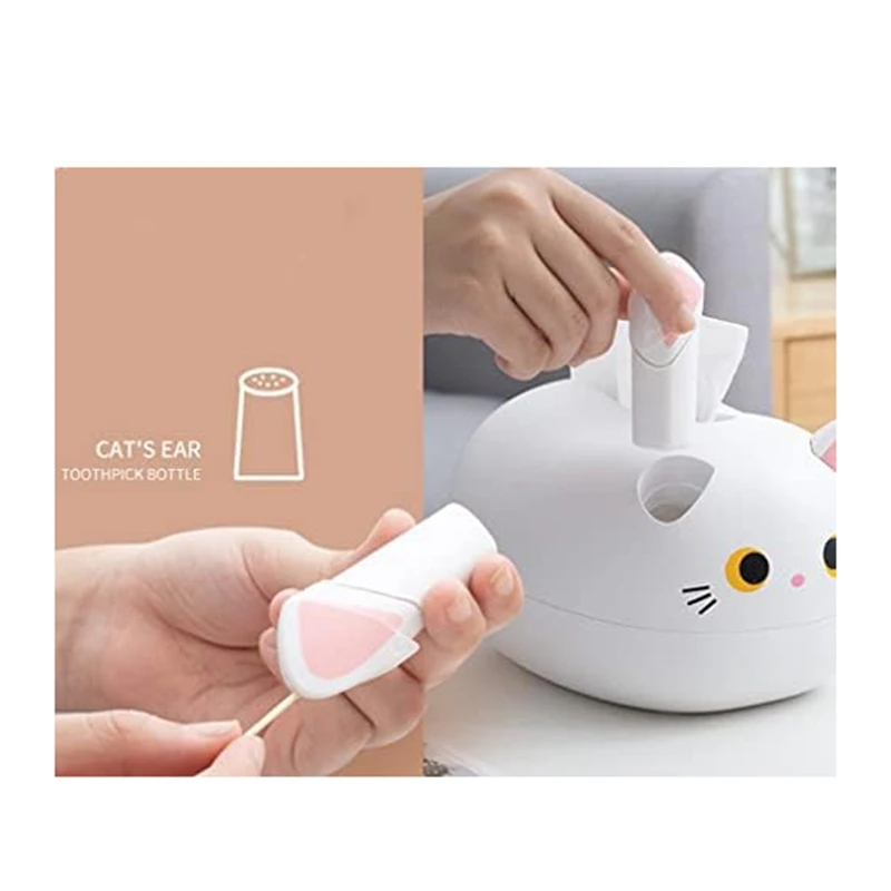 Cute Tissue Box Set Dispenser Storage Tissue Holder With Toothpick Box Cats Tissue Box