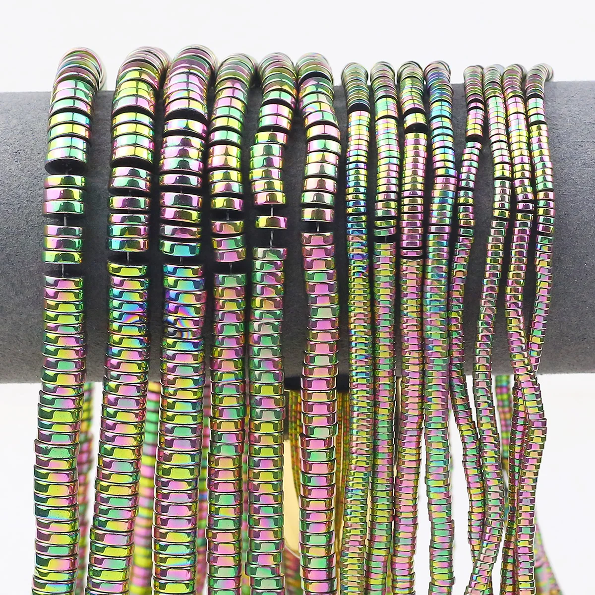 Novo verde hematita plana redonda pedra espaçador contas soltas 3/4/6/8mm para jóias diy pingente pulseira brincos colar acessórios