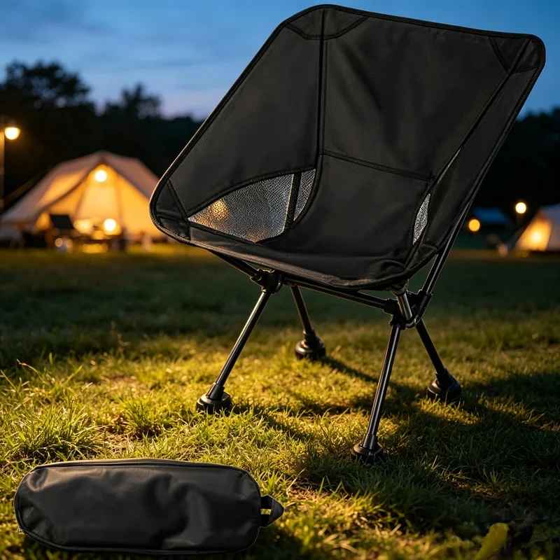 Stable Compact Outdoor Fold‑up Seat, Lightweight Camping Chair Equipped with Carry Pouch for Fishing Beach Picnic Outdoor Trips